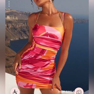 Oh Polly Ruched Satin Mini Dress